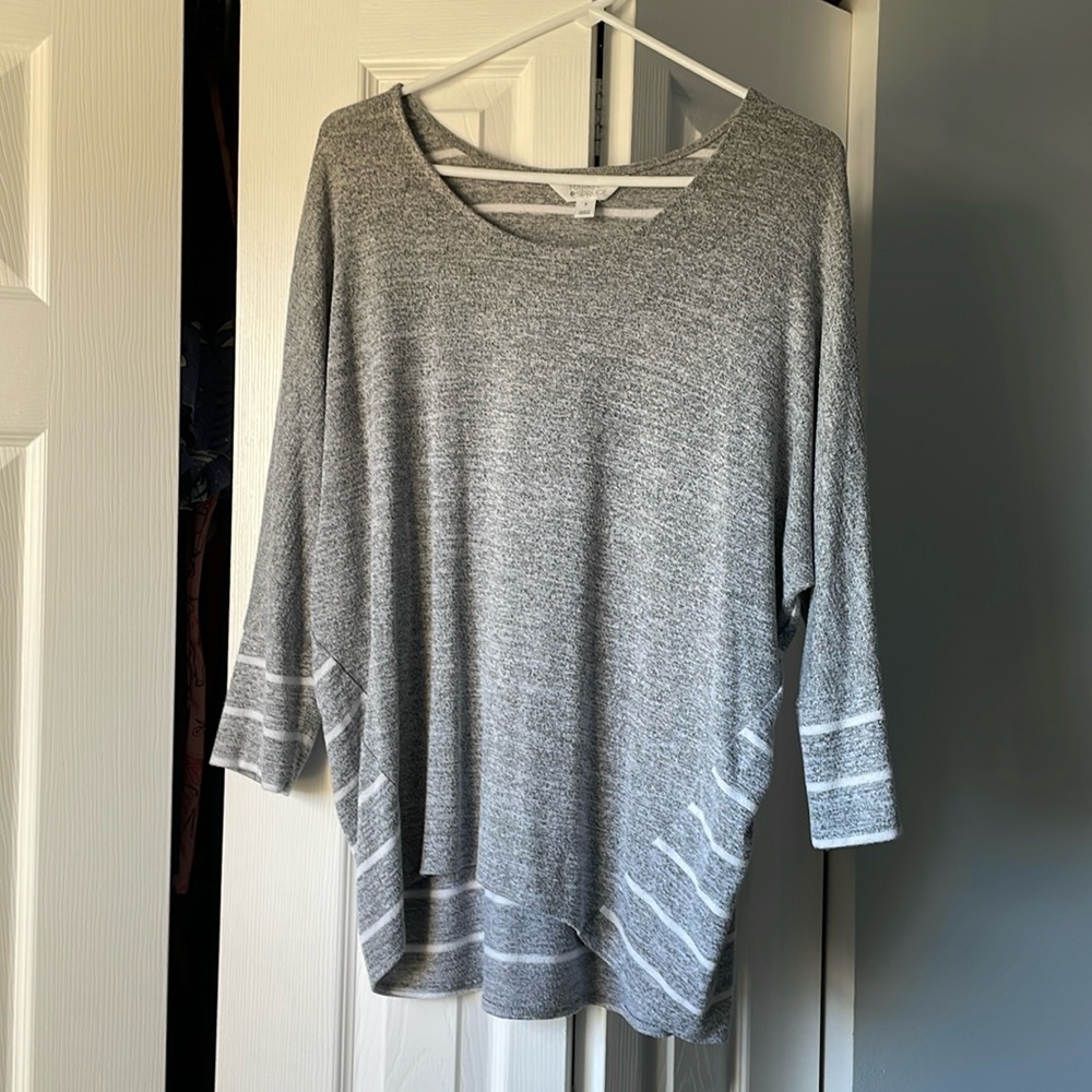Gray Sweater with Striped Back